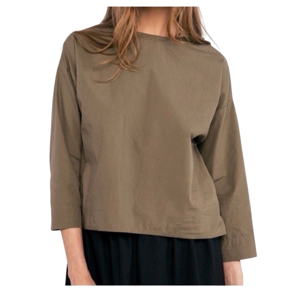 Elizabeth Suzann Lara Top Olive Green 100% Cotton XS Warm Weather Collection